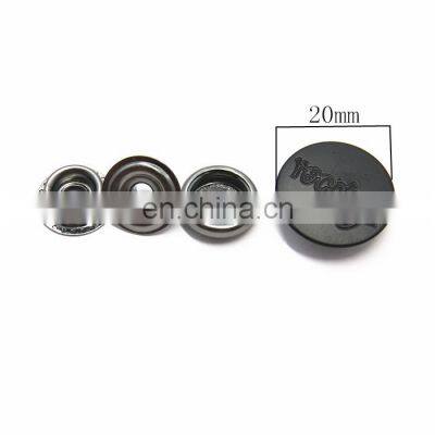 20mm Strong Matte Black Custom Logo Metal Snap Buttons photo-2