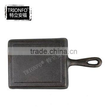 Thread interior bottom cast iron grill plate with Single handle