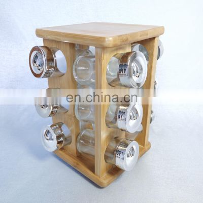 Bamboo Seasoning Rack Environmentally Friendly Seasoning Jar Stand Freestanding Countertop Storage Rack for Kitchen