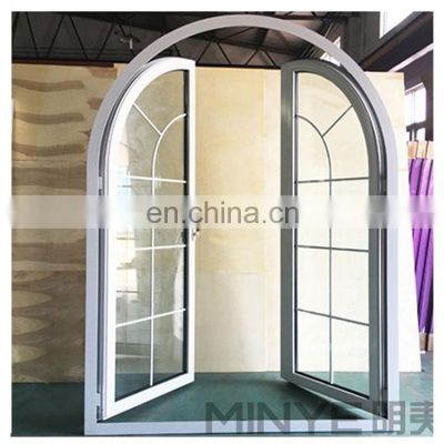 Popular design rustic style arch top doors aluminum windproof casement door