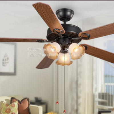 Retro Five Leaf Strong Wind Bedroom Lamp/Ceiling fan lamp/woodiness