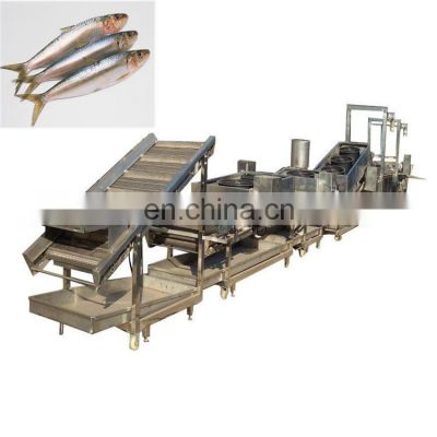 industrial canned fish in oil production line