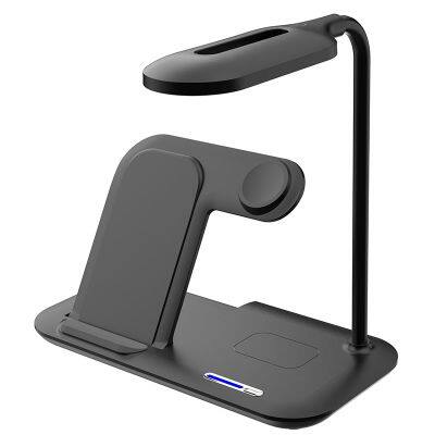 Innovative design desk lamp 4 in 1 wireless charger 15W wireless magnetic charging stand for smart mobile phone