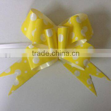 Wholesale Satin Printing Ribbon Bow for Gift Box, PP Butterfly Pull Bow Printing With White Logo