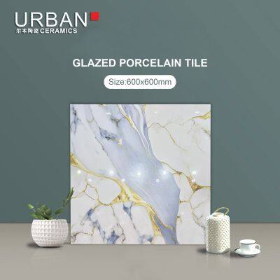 Luxury Hotel Golded 600X600mm Ceramic Non Slip Glazed Rustic Porcelain Floor Wall Tile photo-2