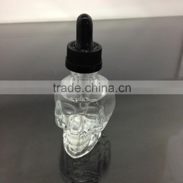 30ml skull shaped essential oil glass bottle with childproof dropper cap