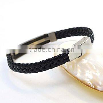 Best Selling Products Stainless Steel Clasp Bio Magnetic Bracelet Man Leather Bracelets photo-3