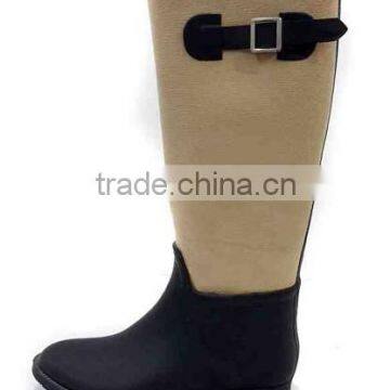 Fashion yellow fabric upper wellington boots wholesale