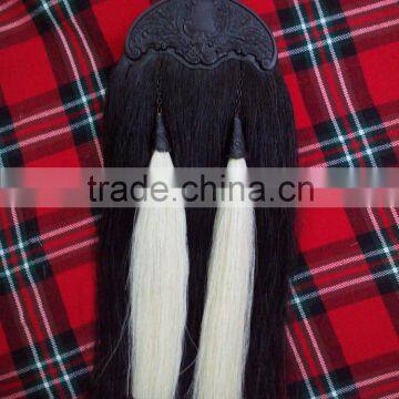 Real Horse Hair Sporran With Celtic Design Candle Made Of Leather Material