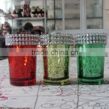 diamante tealight holders coloured candle jars made in China