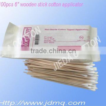 6' wooden stick cotton tipped applicator