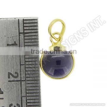 Sterling Silver Pendant,iolite Round Gemstone,handmade Wholesale Plain Pendant Jewelry photo-3
