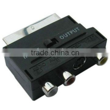 Black RGB Scart Male to S Video and 3 RCA Audio Adaptor