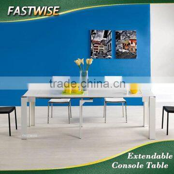 2 Ways Modern Expendable White Console Table for Living Room photo-6