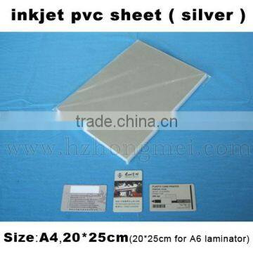 Hot Sale Wholsale Price soft pvc material Silver laminating Inkjet Printing PVC Sheet 210*297mm*0.3mm