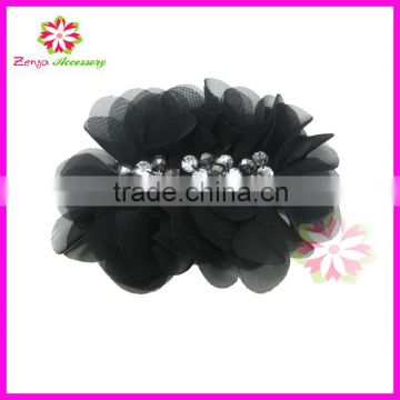 Chiffon rhinestone flower, chiffon flower with rhinestone center