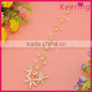 bulk fashion transparent baded and gold alloy hair accessories bridal WHD-020