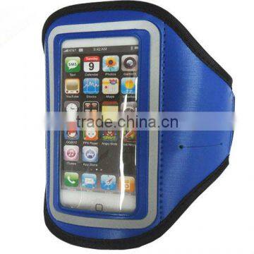 Wholesale custom sport armbag for running /comfortable sport gym armband with reflective border /blue color