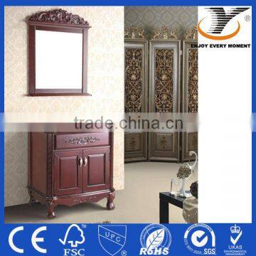 Standing Solid Wood Classic Bathroom Furniture Laundry Equipment With Natural Marble Countertop