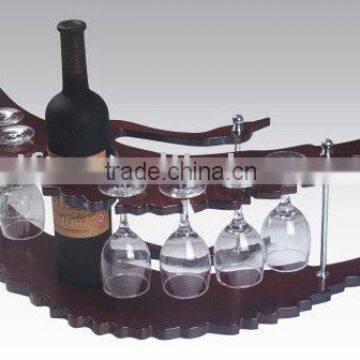 wooden wine bar with glasses