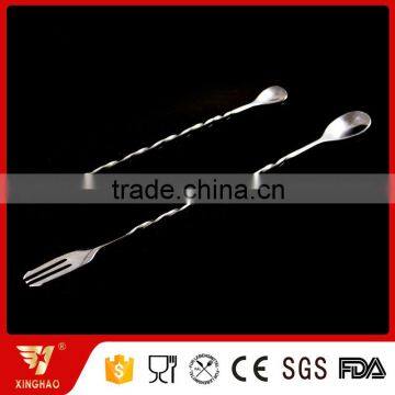 Two Head Stainless Steel Bar Spoon With Long Twist Handle