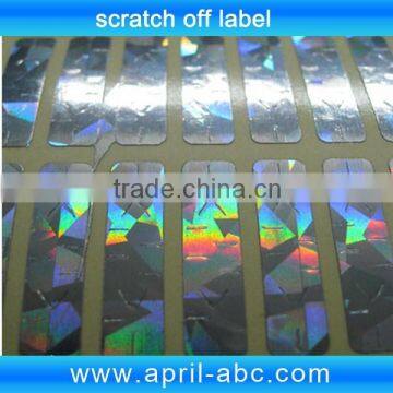 Laser hologram scratch off label cold sticker roll easy peel off label 8*40mm