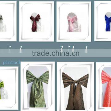 cheap colorful taffeta pintuck chair sashes for banquet/ wedding