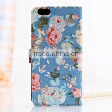 New Arrival Flower Pattern Smart Leather Cover Case for iPhone 6 F-IPHLC020