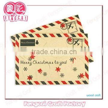 Wooden 3D DIY Christmas Greeting Card with printing pattern (Fengcai Craft Factory)