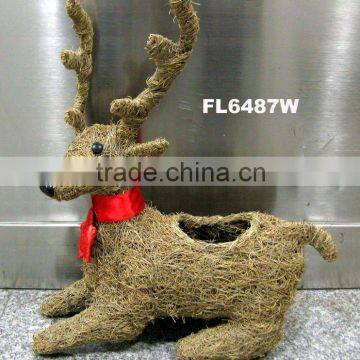 Bleached Rattan Christmas Garden Planter