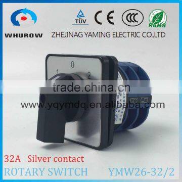 Yaming Cam switch YMW26-32/2 changeover rotary switch 2 poles 3 positions 1-0-2 8 knots Ith 32A Ui 690V sliver contacts