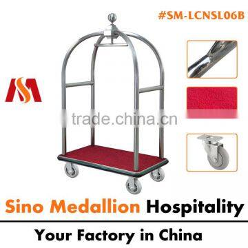 5 Star Hotel Stainless Steel Satin Brush Finish Luggage Cart