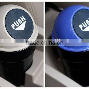 HOT round plastic mini smart car dustbin with cover