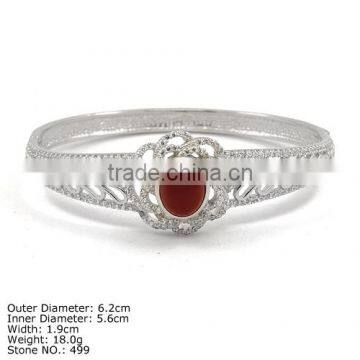 [ CZQ-0076 ] 925 Sterling Silver Bangle with Agate