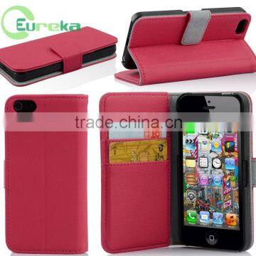 High quality credit card slot pu wallet hybrid leather case for IPhone 5C