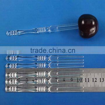 Cheap 4 Inch Eco-friendly Disposable Transparent Plastic Bamboo Design Fruit Forks Bulk Production Quality Choice photo-2