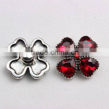 Shining Crystal Snap Button Four Leaf Clover Ginger Snap Jewelry