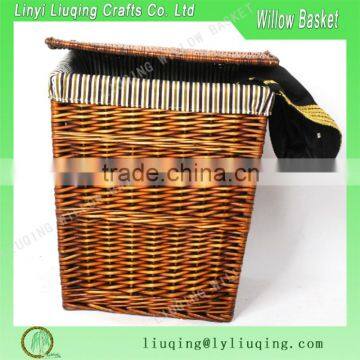 brown colored cylindricality Willow Basket with cover