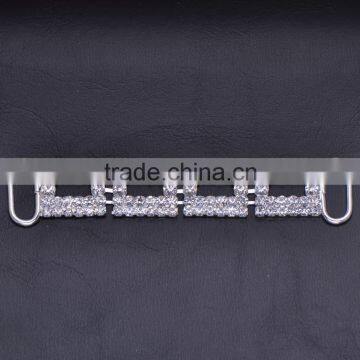 (M0983)80mmx16mm,16mm bar, rhinestone connector for hair jewelry,silver plating,all clear crystals