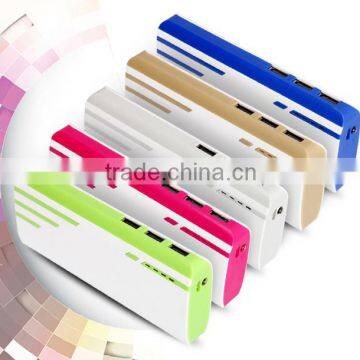 20000mah 18650 battery Led light portable power bank three usb ports power bank