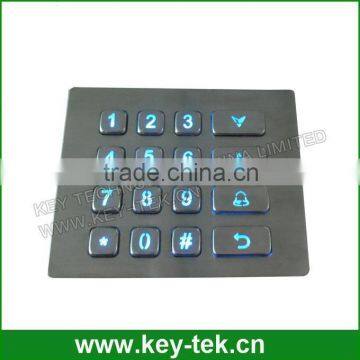 16 Keys Vandal Proof IP65 Metal Kiosk Illuminated Numeric Keypad photo-2