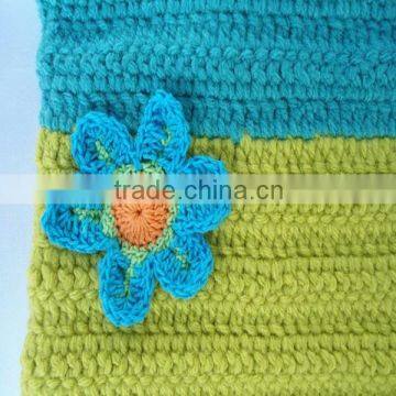 2015 Handmade Women Crochet Hand Bag With Knitted Flower photo-2