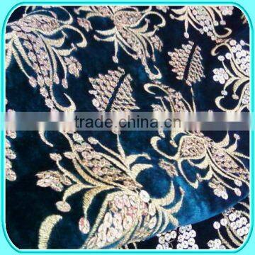 VELVET EMBROIDERY LACE FABRIC FOR DRESS NAVY COLOR                        
                                                Quality Choice