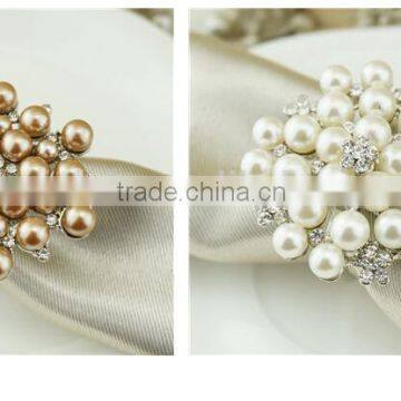 New Diamond Pearl Napkin Ring Serviette Holder Wedding Banquet Dinner Decor Favor photo-5