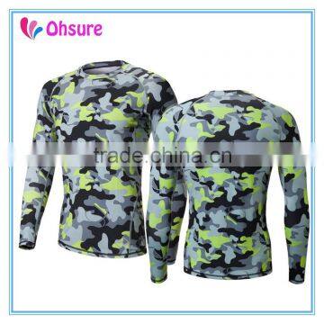 camo running t shirt mens moisture wicking long sleeve compression wear compression shirt