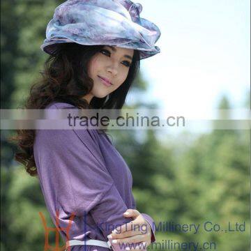 Elegant Church Organza Hat for Women With Organza Self Trim and Roses