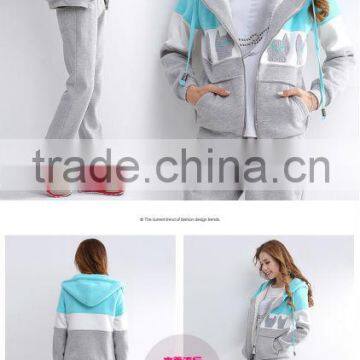 2014 New women's sports wear blue fleece hoodise sweatshirt ZN044