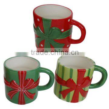 Embossed dolomite mug with butterfly knot hand-painting