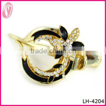 Special Shape black painted flower jewelry white Crystal Hair Clips For Mom