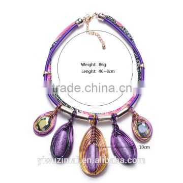 Fashion Occident style handmade wovenbig stone pendant necklace                        
                                                                                Supplier's Choice